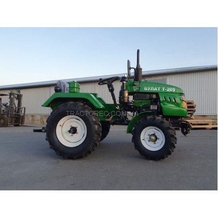 Мототрактор, потужний, надійний мінітрактор БУЛАТ Т-205 + ТРИТОЧКА із двокорпусним плугом та грунтофрезою, зіп, подвійна гідросистема, широкі шини 9.5-16